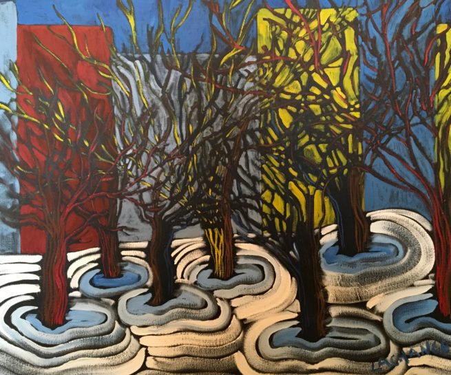 View of Central Park in the snow - Vue de Central Park dans la neige - 30 X 40 Dominic Lachance artiste peintre, motisme, painter, motism