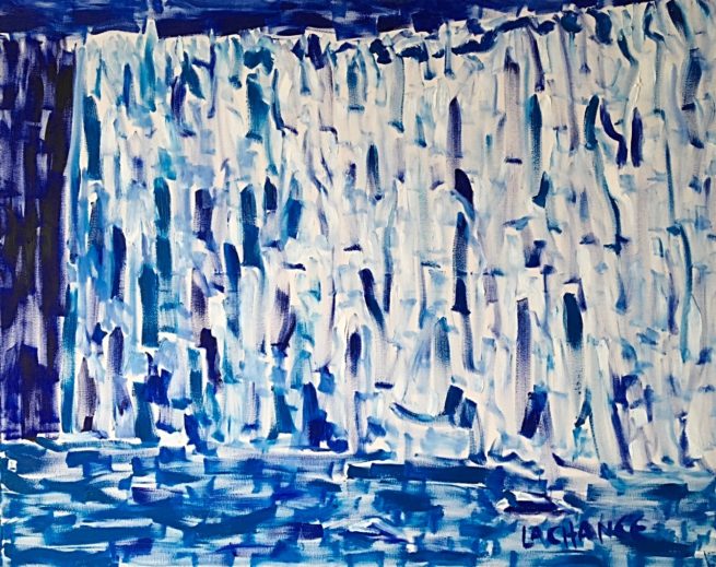 View of glacier Perito Moreno, Argentina - Vue du glacier Perito Moreno, Argentine - 48 X 72 Dominic Lachance artiste peintre, motisme, painter, motism