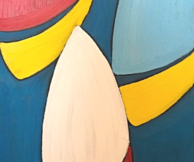 View of sailboats upwind - Vue de voiliers au près - 36 X 18 Dominic Lachance artiste peintre, motisme, painter, motism