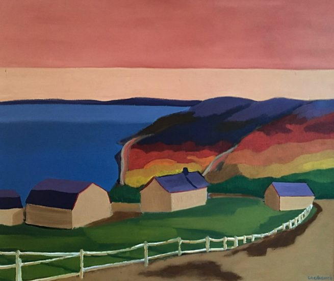 View of St-Irénée landscape in Charlevoix, Quebec during Fall season - Vue d'un paysage automnal à St-Irénée dans Charlevoix, Québec - 30 X 36 Dominic Lachance artiste peintre, motisme, painter, motism